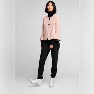 Zara Basics Women’s Blush Pink Ruffle Cuff Blazer Jacket Size Small, Spring